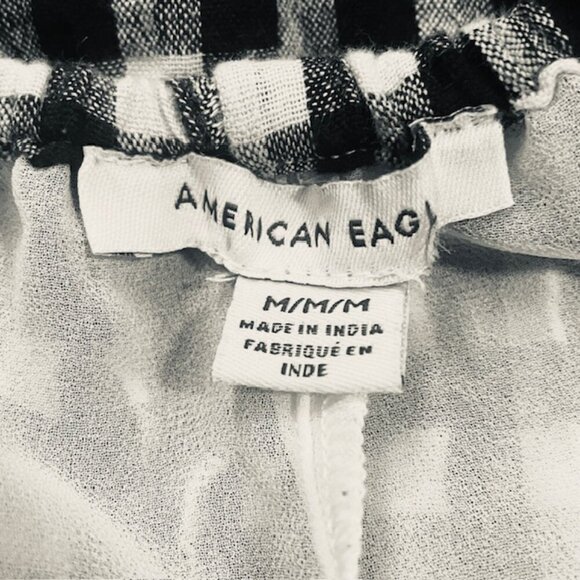 AMERICAN EAGLE Gingham Tie-Back Linen Blend Mini Dress - Size Medium - Picture 5 of 7